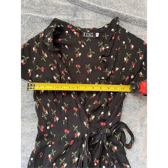 Dollz & Dames Cherry Lightweight Wrap Summer Nights Black Mini Dress Size XS - Picture 10 of 11